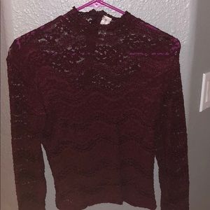 Dark red lace long sleeve
